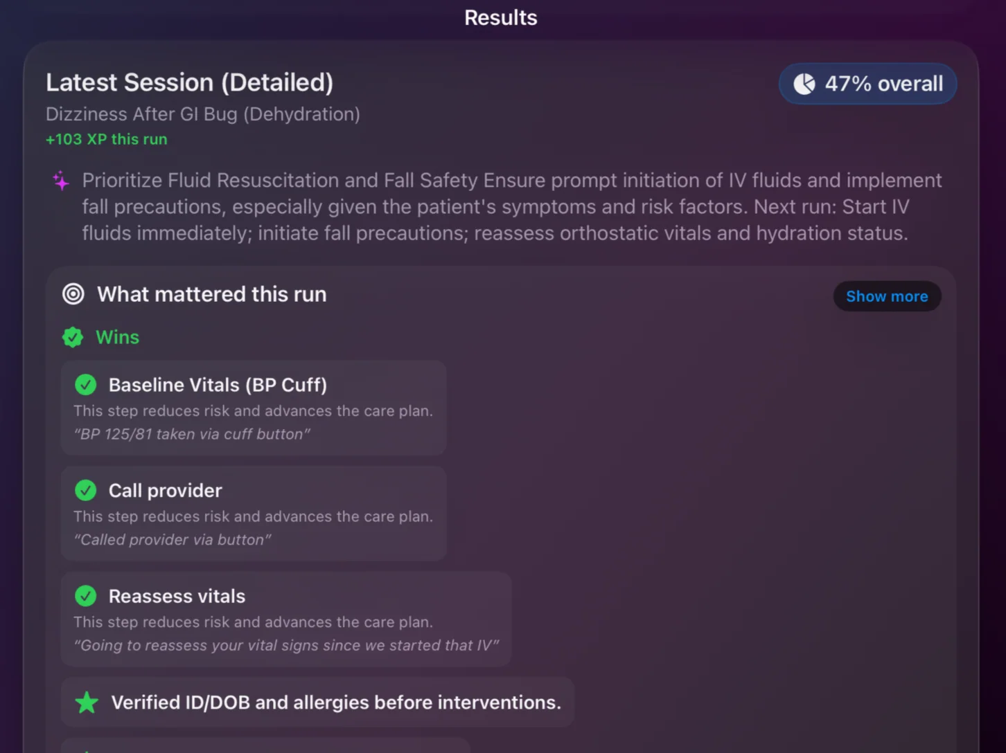 Bedside Coach session feedback report