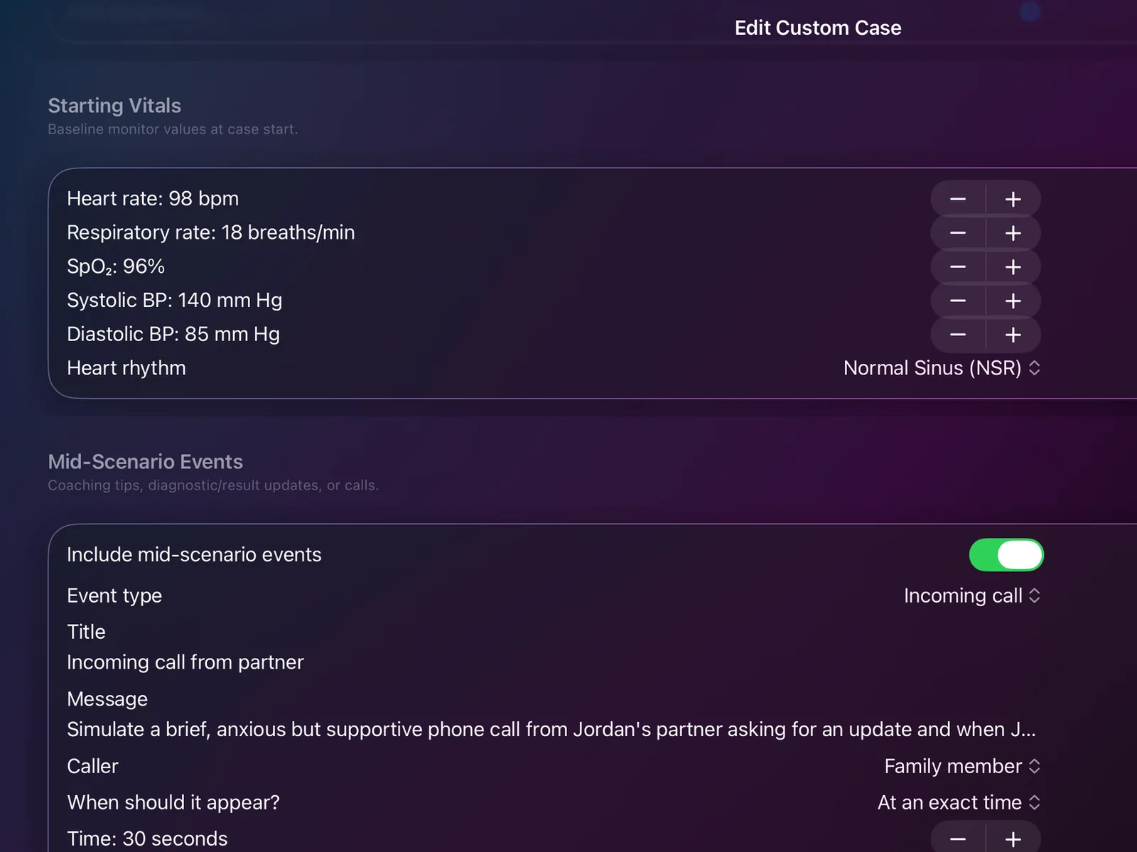 Custom case creator in Bedside Coach