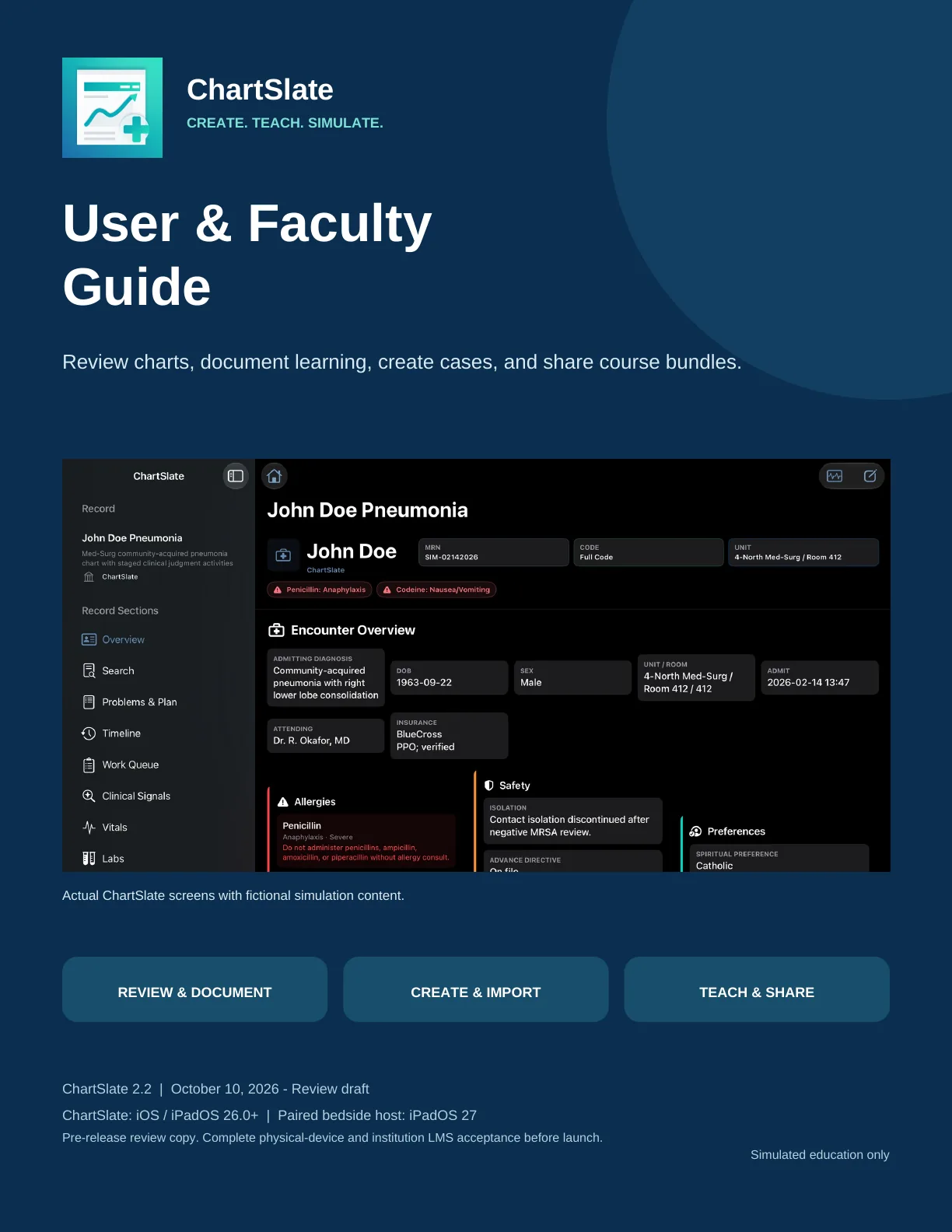 Cover of the ChartSlate 2.2 User & Faculty Guide