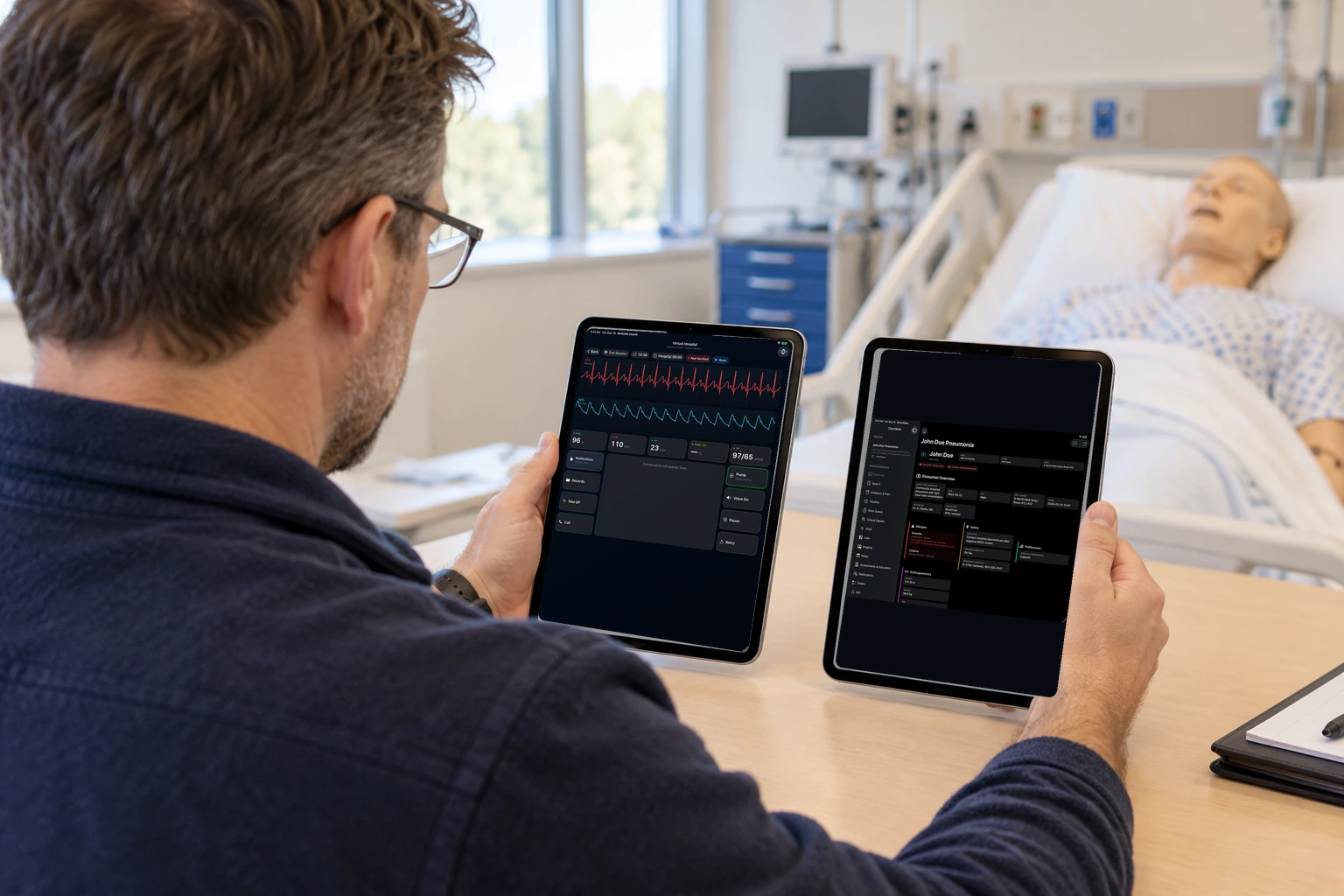 An iPad shows a lesson bundle with its stages in order.